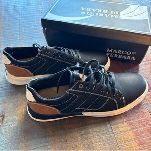 Marco Ferrara Black Sneakers Men’s Size 13 New Auborn 92777 Brown Accent Classy